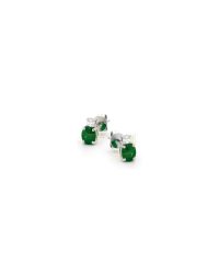 9ct-White-Gold Emerald/Diamonds Earrings 7Z50WDE