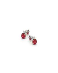 9ct-White-Gold Ruby/Diamonds Earrings 7Z50WDR