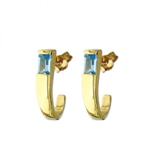 9ct-Gold Blue-Topaz Earrings 1BTVJER