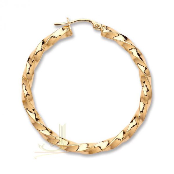 9ct-Gold Twisted-Hoop Earrings ER1455