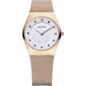 Bering White Dial IP Rose Gold Ladies Watch