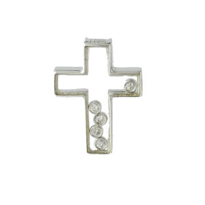 18ct White Gold With Floating Diamond Cross