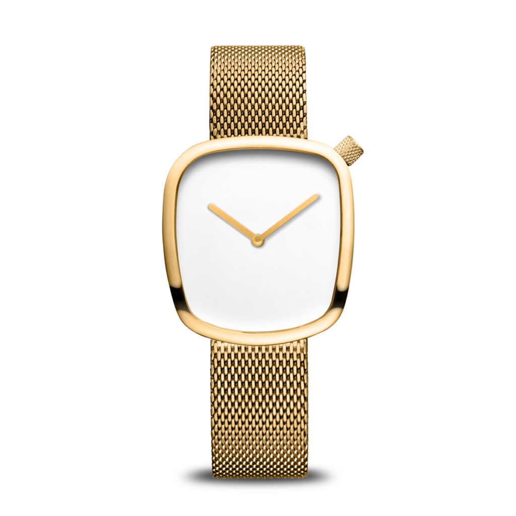 Bering Pebble Shape White Dial Watch 18034-334