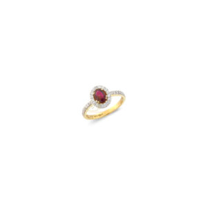 Diamond and Oval Ruby Cluster Ring