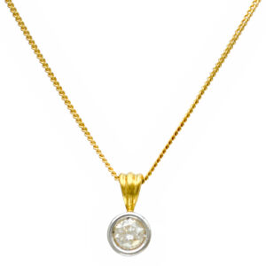 18ct Solitaire Diamond Pendant with Chain