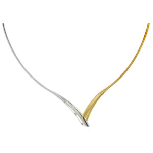 Yellow and White Gold V Necklace With Diamond