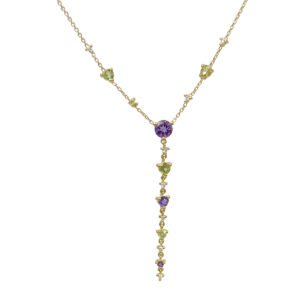 18ct Diamond Peridot and Amethyst Necklace