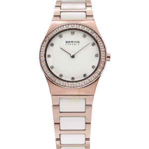 Bering IP Rose Gold White Ceramic Ladies Watch