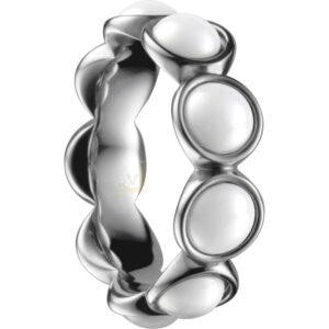 Bering White Ceramic Bubble Stainless Steel Ring