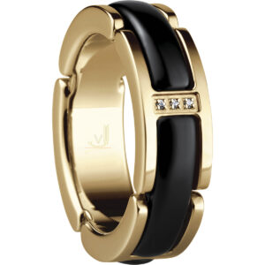 Bering Black Ceramic Gold PVD Link Ring