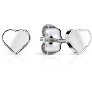 Bering Heart Shape White Ceramic Link polished silver Studs