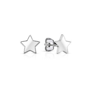 Bering White Star Shape Ceramic Link polished silver Studs