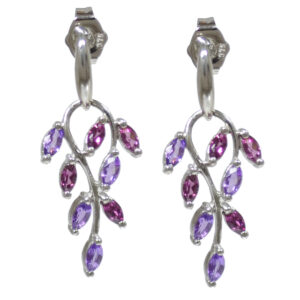 Rhodolite and Amethyst Drop Earrings