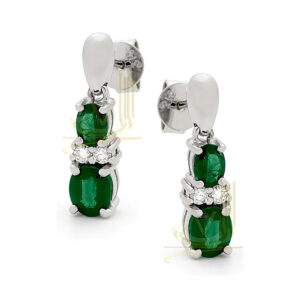 White Gold Diamonds and Emerald Drop studs