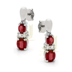 Gold Diamonds Ruby Drop Earrings