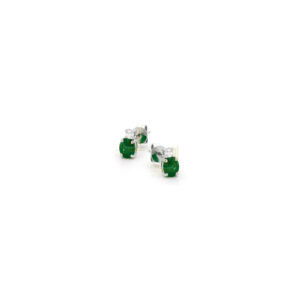 White Gold Diamonds and Emerald Earrings