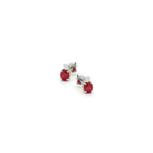 White Gold Ruby and Diamonds Earrings