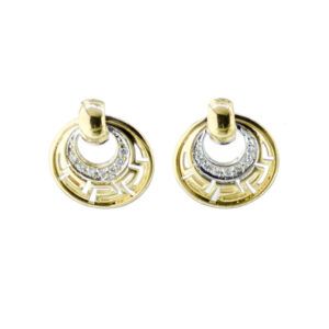 Gold Greek Design Diamonds Earrings