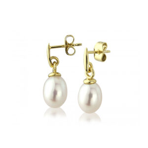 Oval Shape Cultured Pearl Drop Earrings