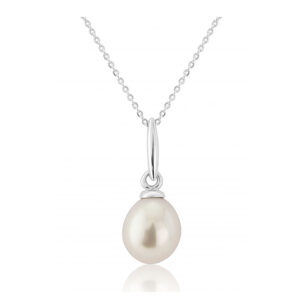 White Gold Single Pearl Pendant Necklace