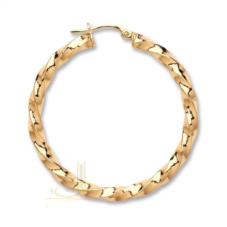 9ct Gold Twisted Hoop Earrings - Vinson Jewellers