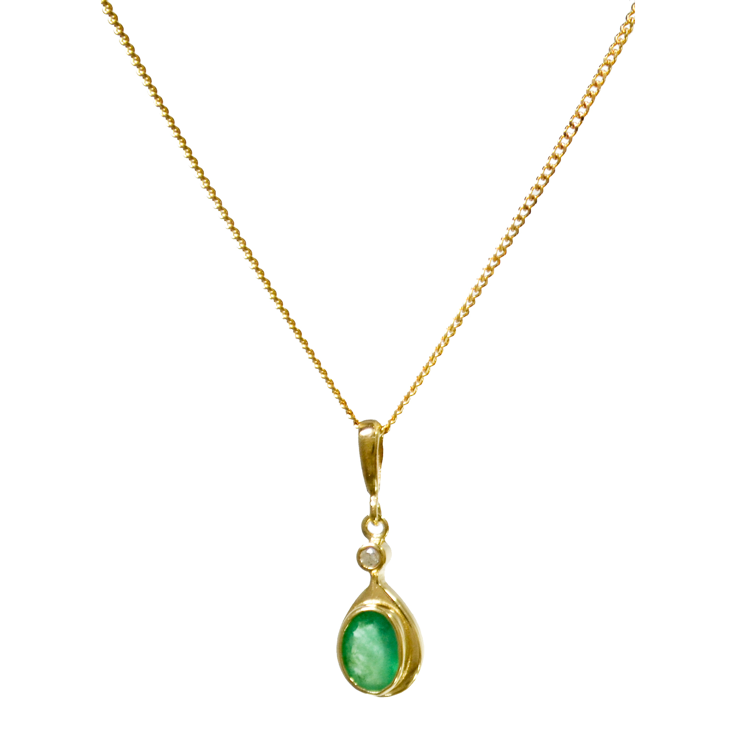 Emerald-Diamond Pendant-Chain KR78-133PD - Vinson Jewellers