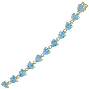 9ct Gold Heart Shape Blue Topaz Bracelet