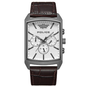 Police White Dial Rectangular Saleve Watch