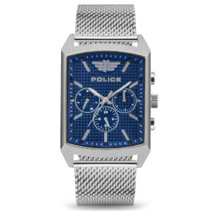 Police Blue Dial Rectangular Saleve Watch