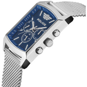 Police Blue Dial Rectangular Saleve Watch