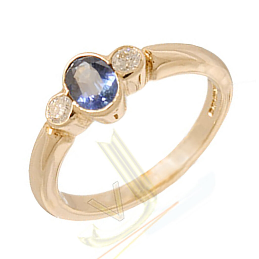 Diamond and Sapphire Trilogy Ring R1008KSU