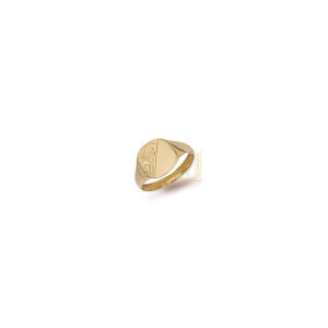 Half Engraved Gold Signet Unisex Ring