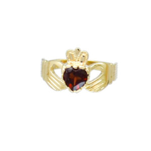 Heart-Shape-Garnet Claddagh Ring R0177