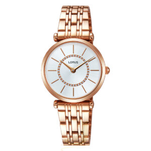 Lorus White Dial Rose Gold Bracelet Watch