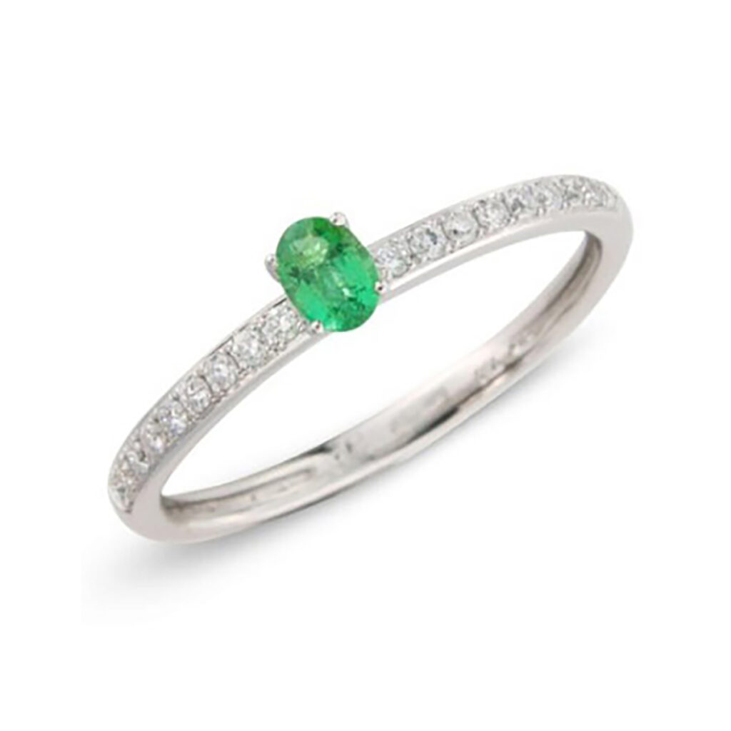 Oval Emerald Diamond Ring 1J87W-18DE