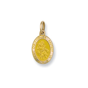 9ct Gold Oval St Christopher Pendant