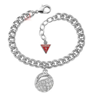 Rhodium plated Guess Crystal Crush Ball Charm Bracelet