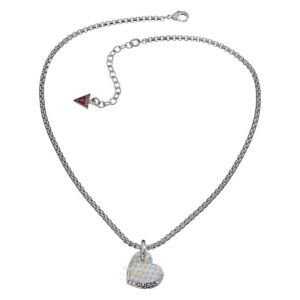 Guess Desert Beauty Heart Rhodium Plated Necklace