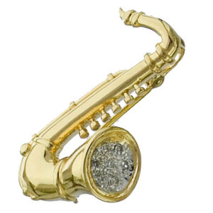 Saxophone Brooch Pin with Diamonds