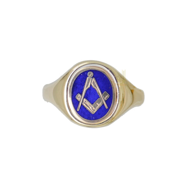 Oval Masonic Blue-Enamel Ring