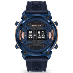 Police Rotor Blue and Rose Gold Watch