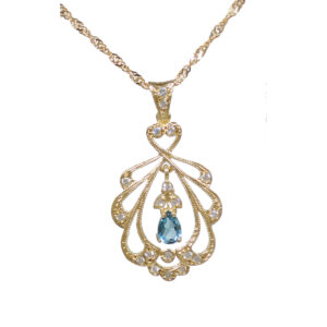 Fancy Blue Topaz CZ Pendant on Chain