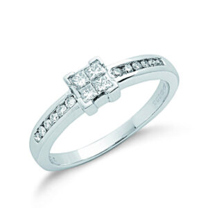 White Gold Ring with Princess Cut Diamond