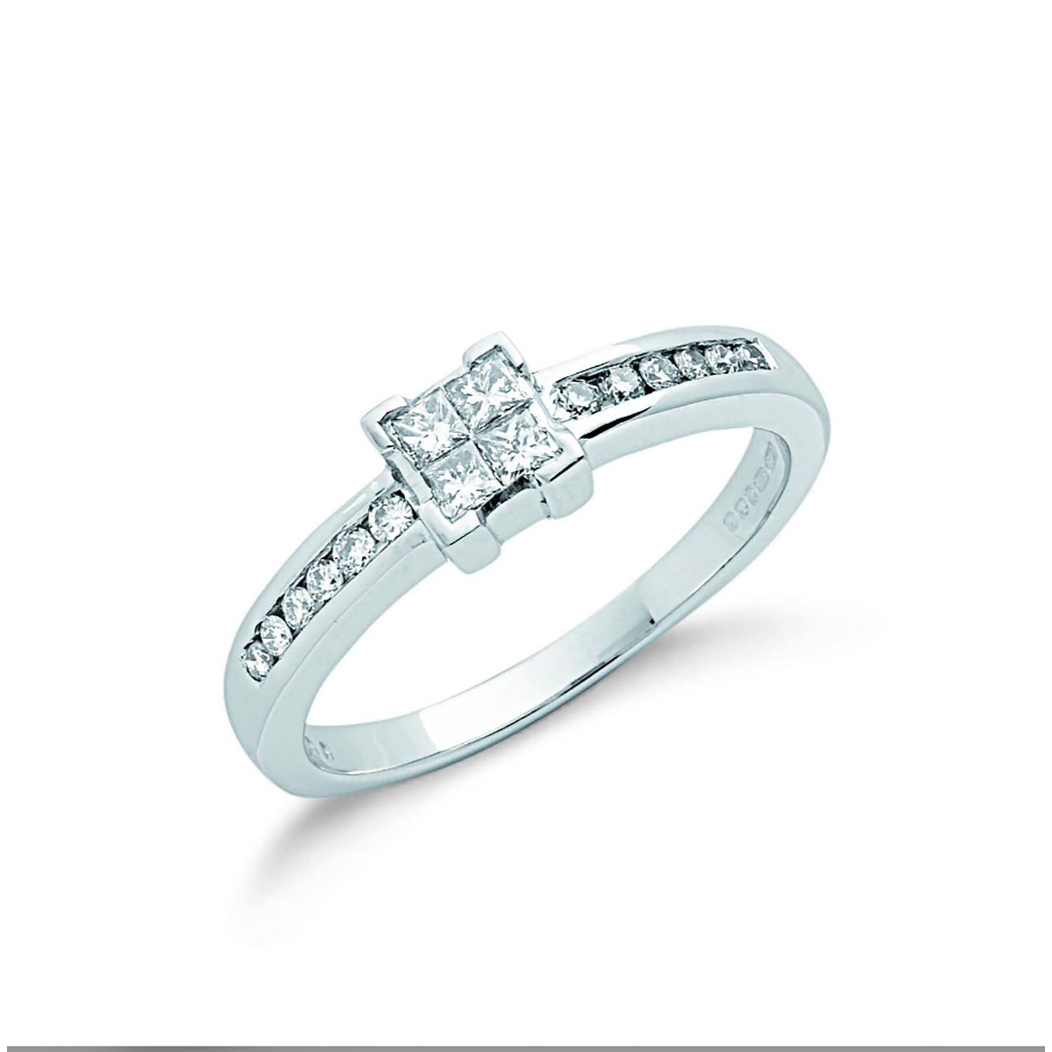 9ct W/G Princess-Cut Diamond-Ring DR0383BA