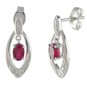 18ct Diamond/Ruby Earrings 7N77W-18DR