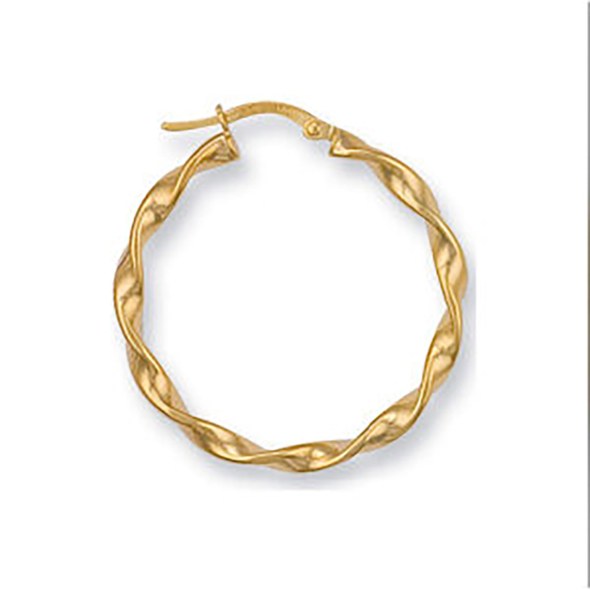9ct Gold Plated 50mm Chunky Twist Hoop Earrings With Sparkle CZ Balls – Yellow Gold