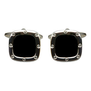 Onyx Port Hole Cufflinks