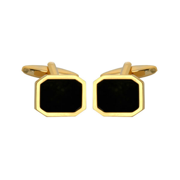 Cut Corners Rectangular Onyx Cufflinks