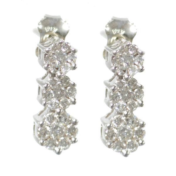 18ct White Gold 3 Cluster Diamond Trilogy Earrings