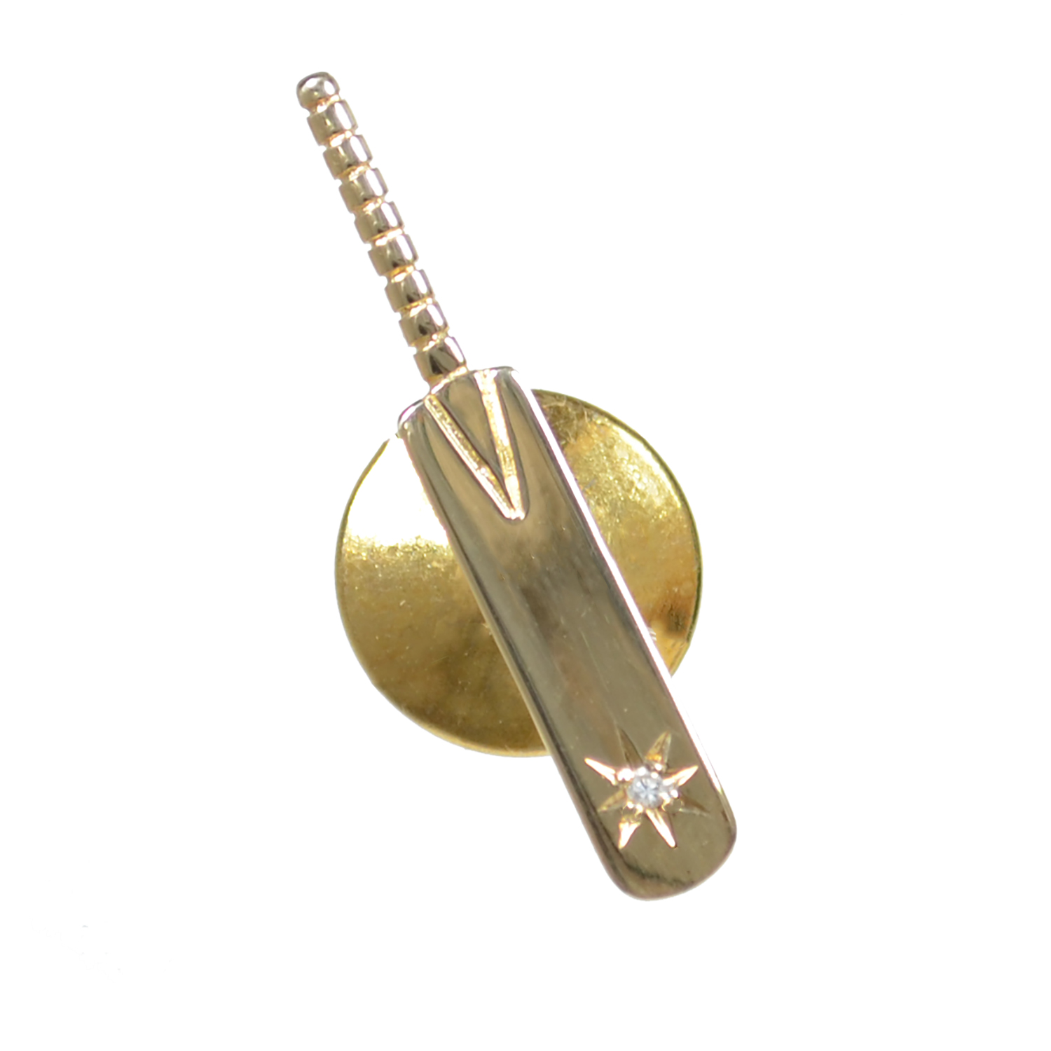 9ct Gold Cricket Bat Tie Tack